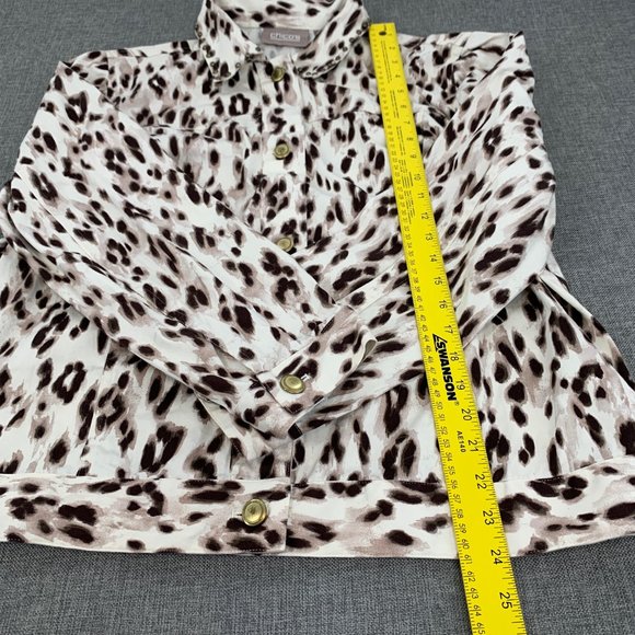 Chico's Long Sleeve Leopard Button Down Jacket Size 3 = XL Animal Print Top - Picture 9 of 14